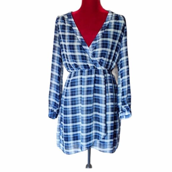 Altar'd State Blue Plaid Dress Size Small - Picture 1 of 4